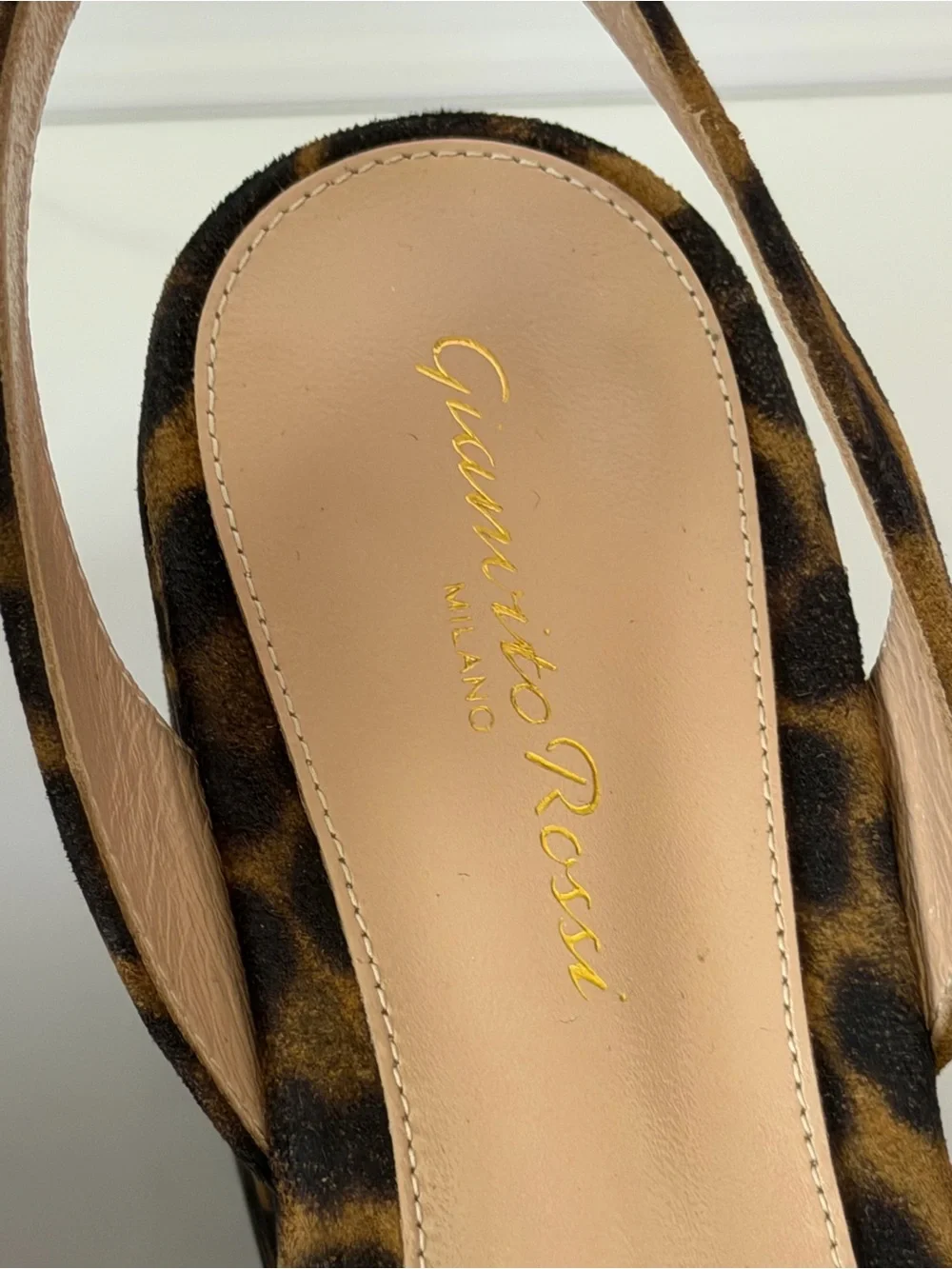 Gianvito Rossi Alma Leopard Print Platform Sandals Ankle Strap Block Heel 36.5